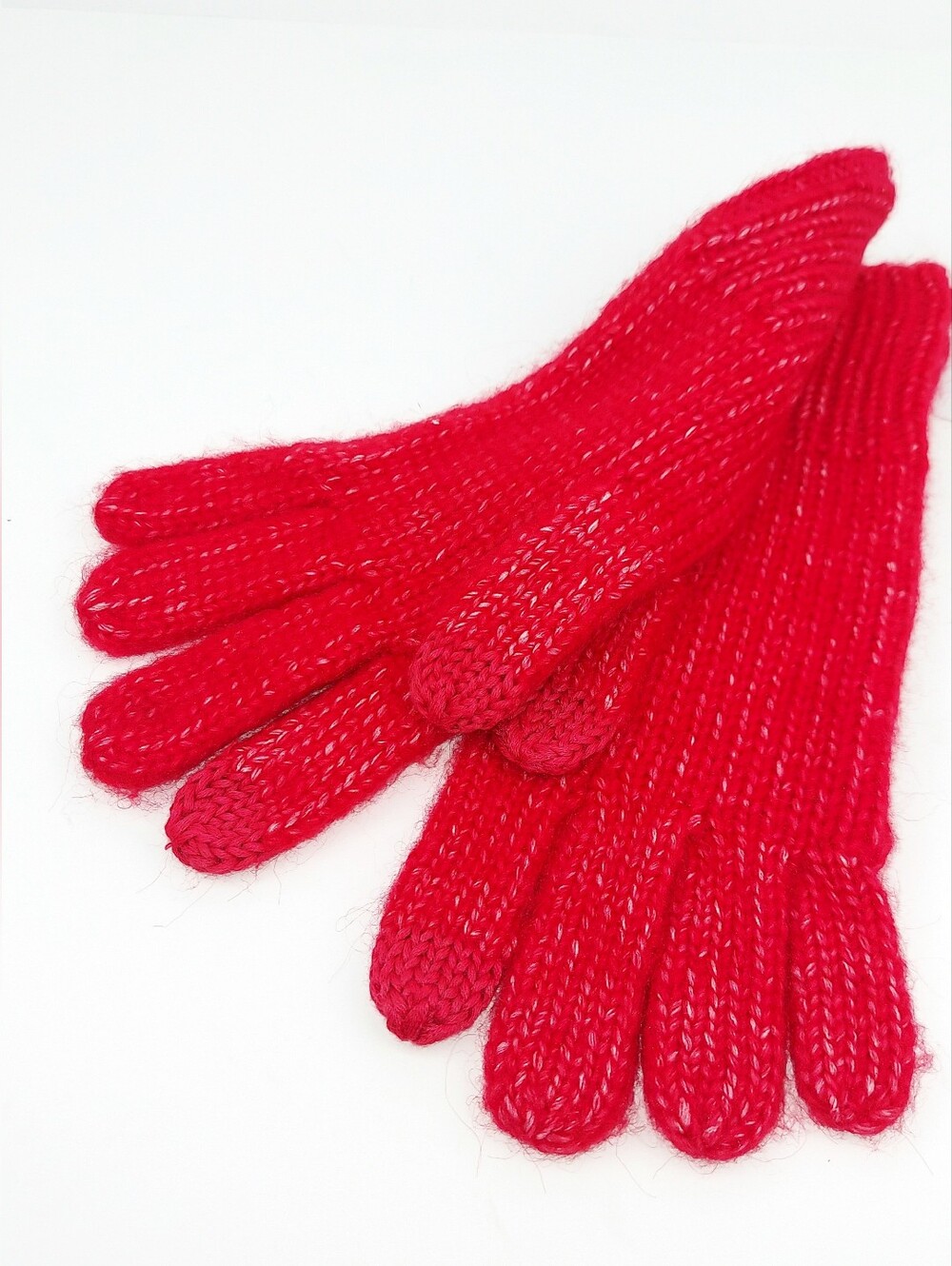 LOFT Wool Blend Red Cable Knit Women's Tech Gloves - Picture 3 of 8